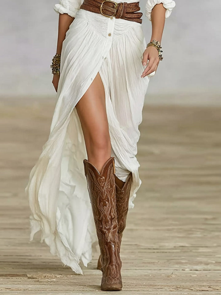 Lunori™ Soléane | Elegant Pleated Midi Dress