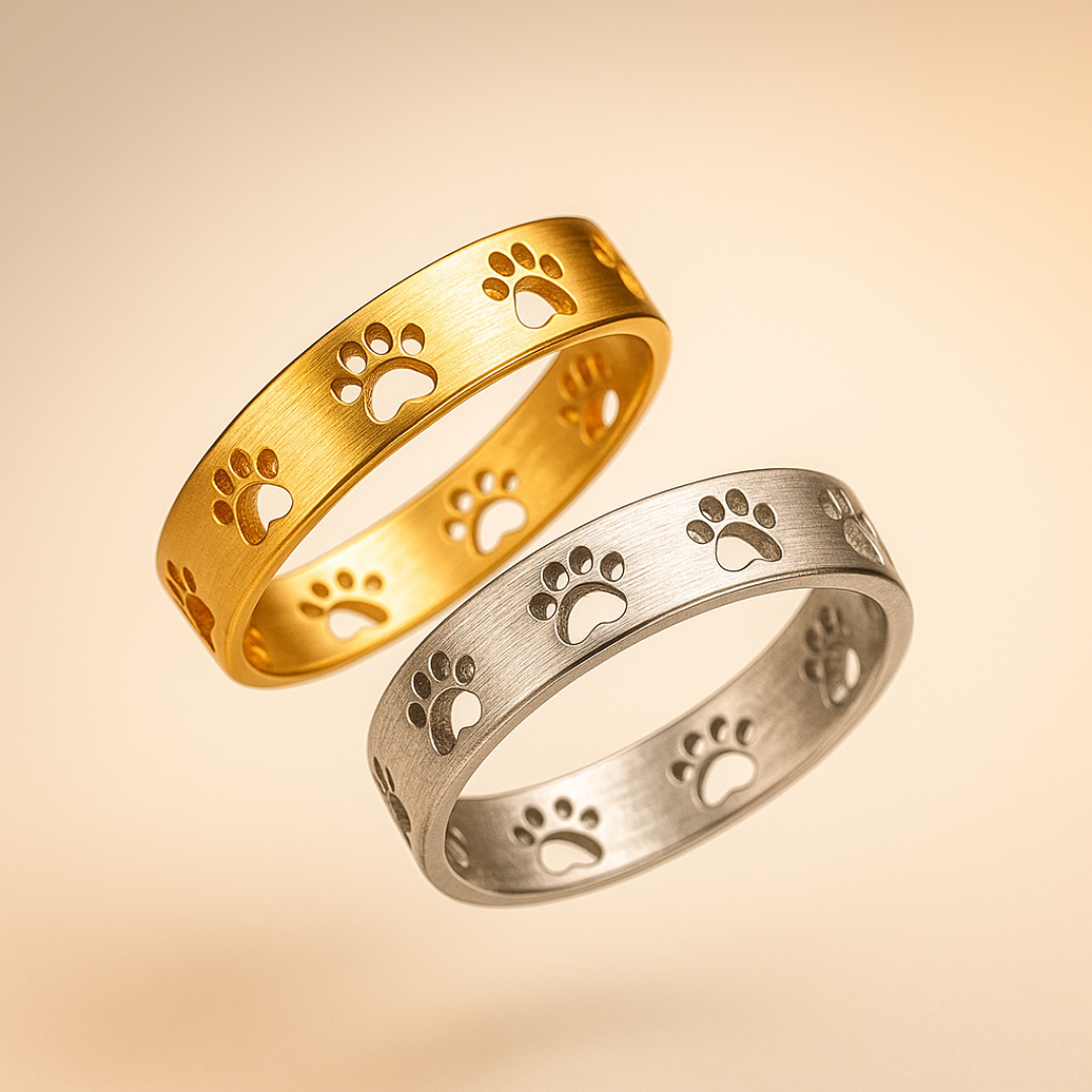 Golden Paw Print Ring – Stainless Steel