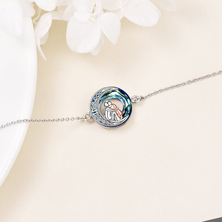 Adjustable bracelet with a dog-shaped charm in sterling silver