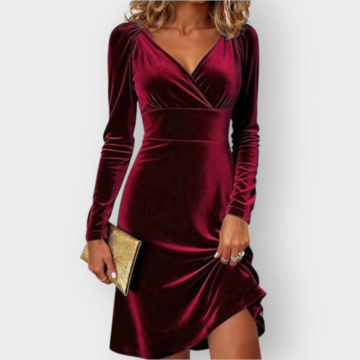 Lillia - Elegant Velvet Wrap Dress