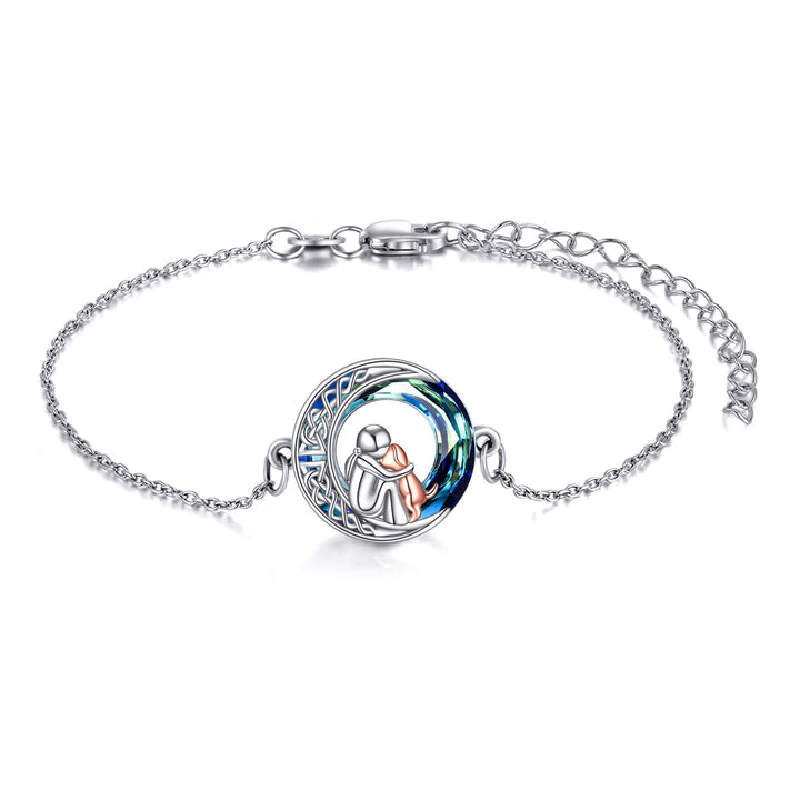 Adjustable bracelet with a dog-shaped charm in sterling silver