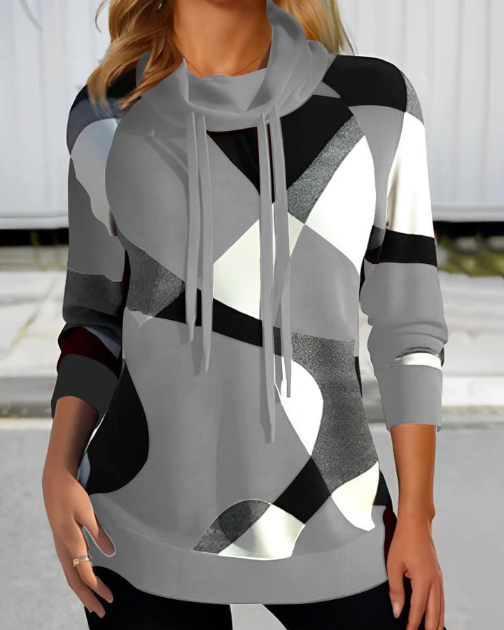 Kiana | Trendy Pullover with Geometric Pattern and Cowl Neck