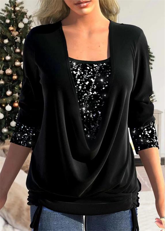 Arla™ | Modern blouse with sequin layer