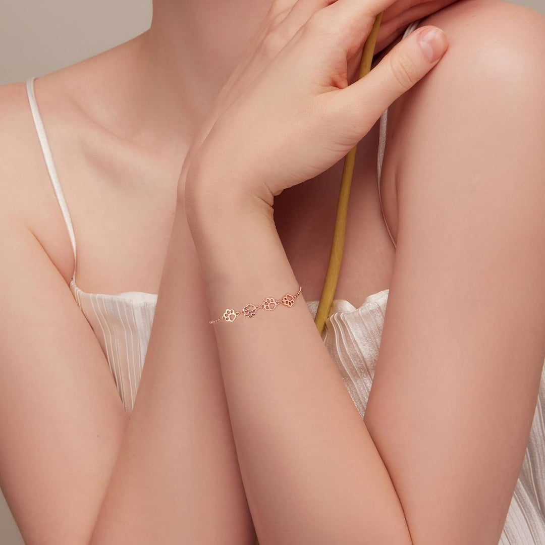 Silver Paw Print Bracelet – Adjustable Size