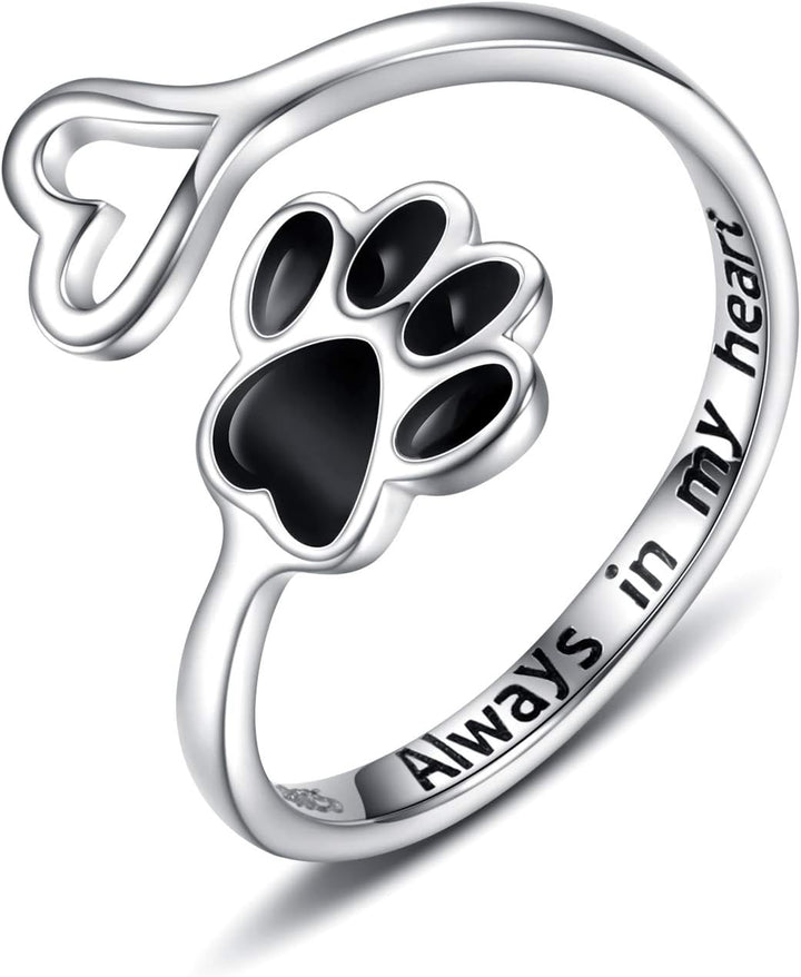 Handcrafted Ring with Paw and Heart