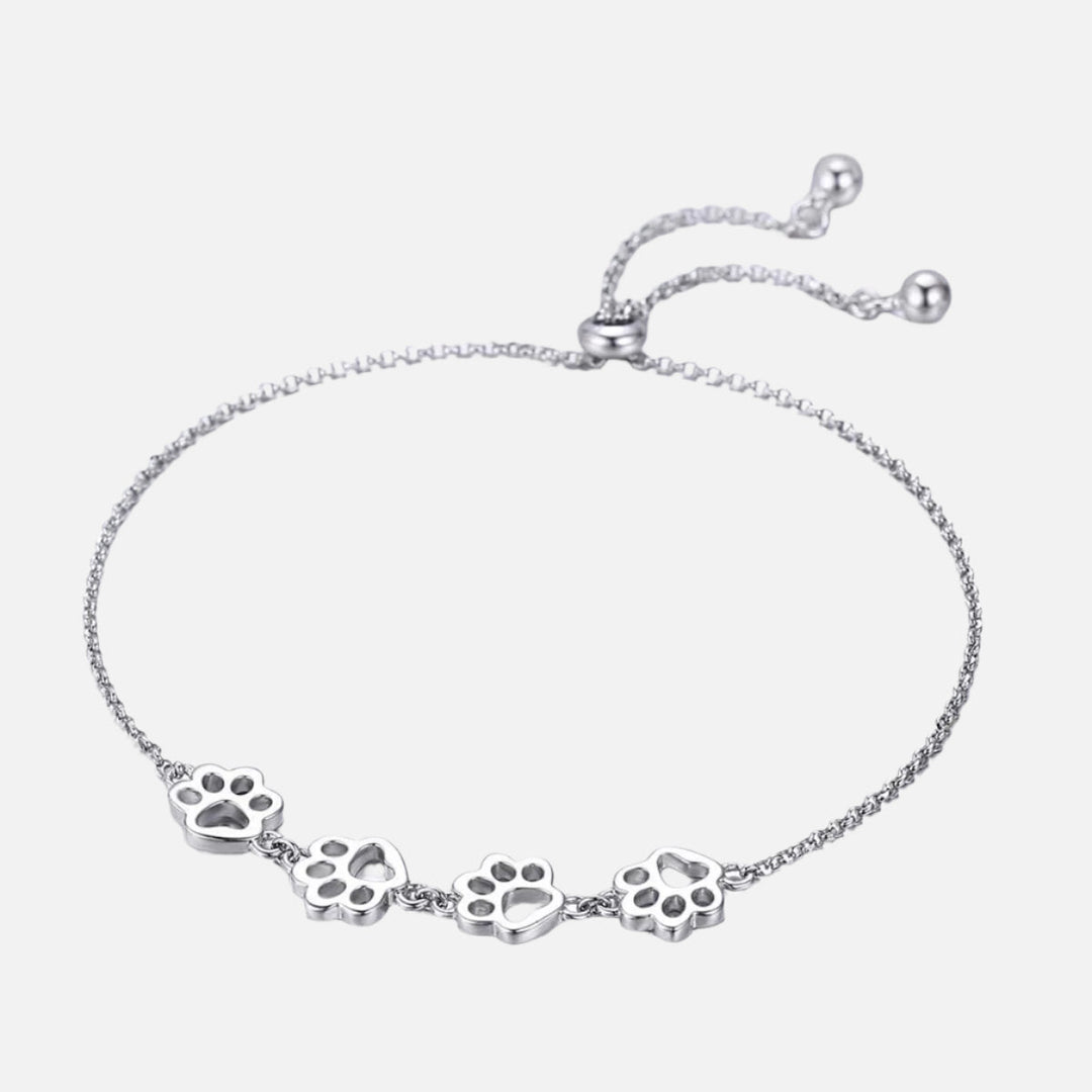 Silver Paw Print Bracelet – Adjustable Size