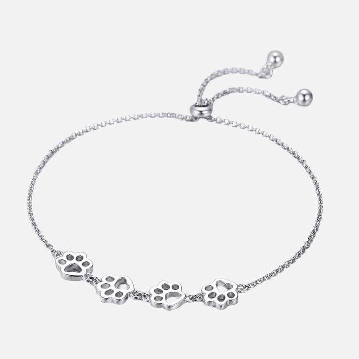 Silver Paw Print Bracelet – Adjustable Size