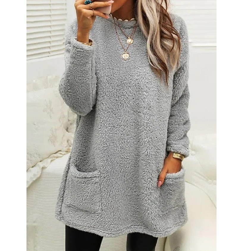 Lucy - Fleece Pullover Long Sweater