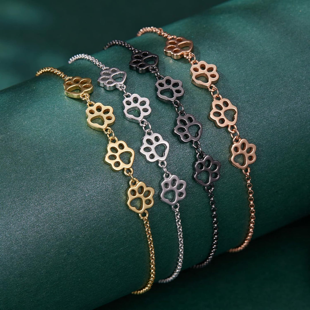 Silver Paw Print Bracelet – Adjustable Size