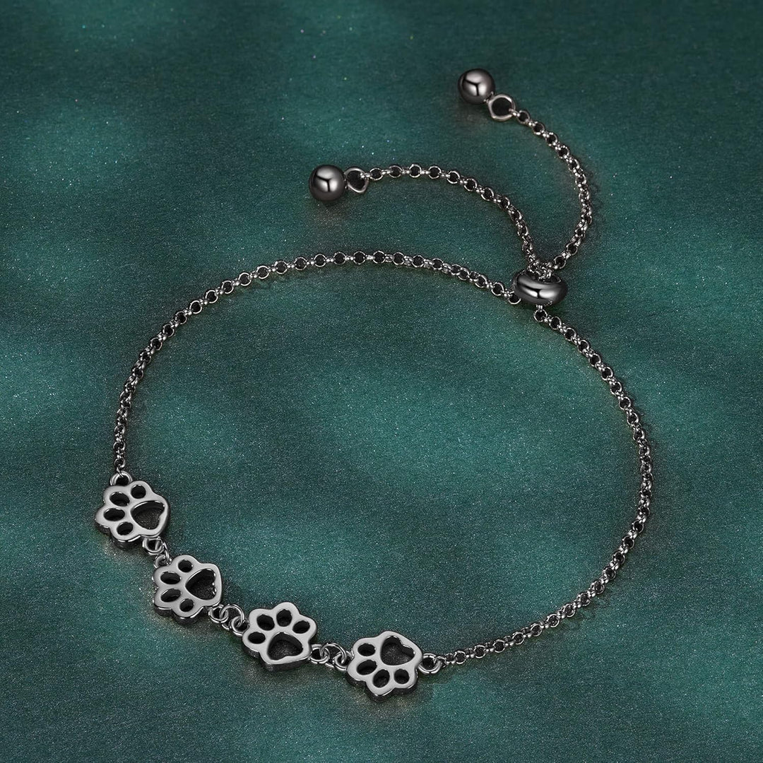 Silver Paw Print Bracelet – Adjustable Size