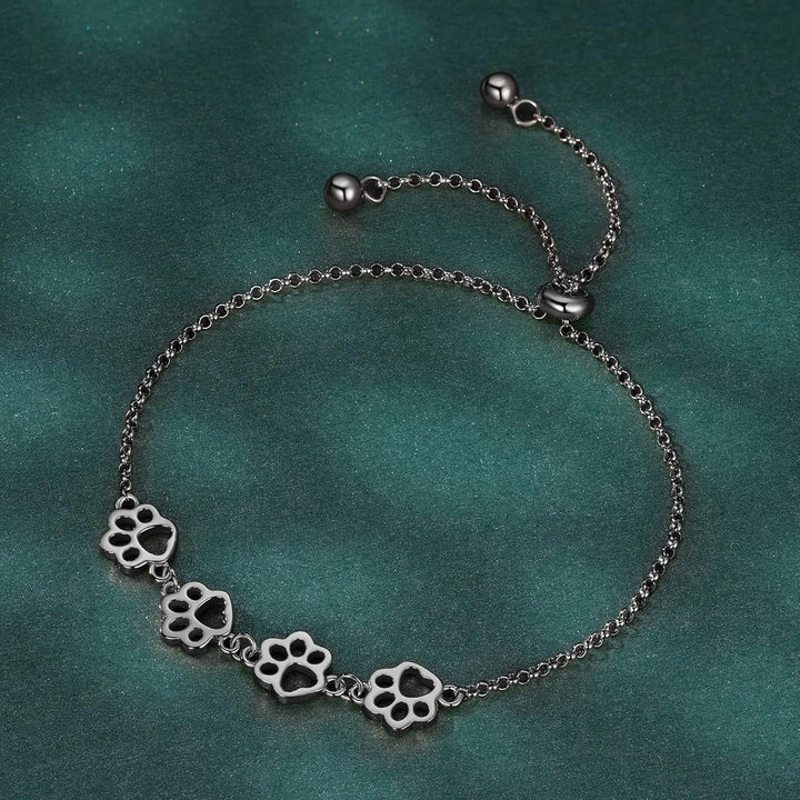 Silver Paw Print Bracelet – Adjustable Size