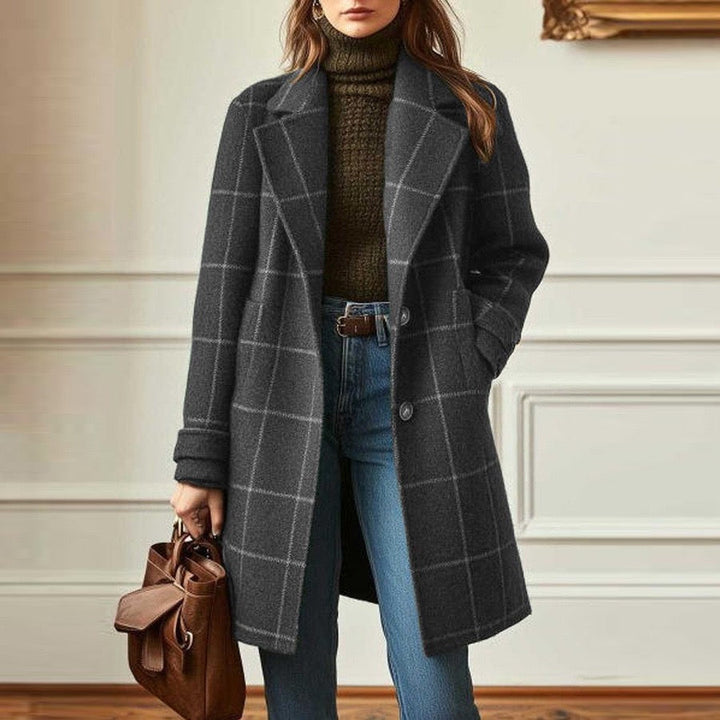 Valeria - Elegant Wool Check Coat