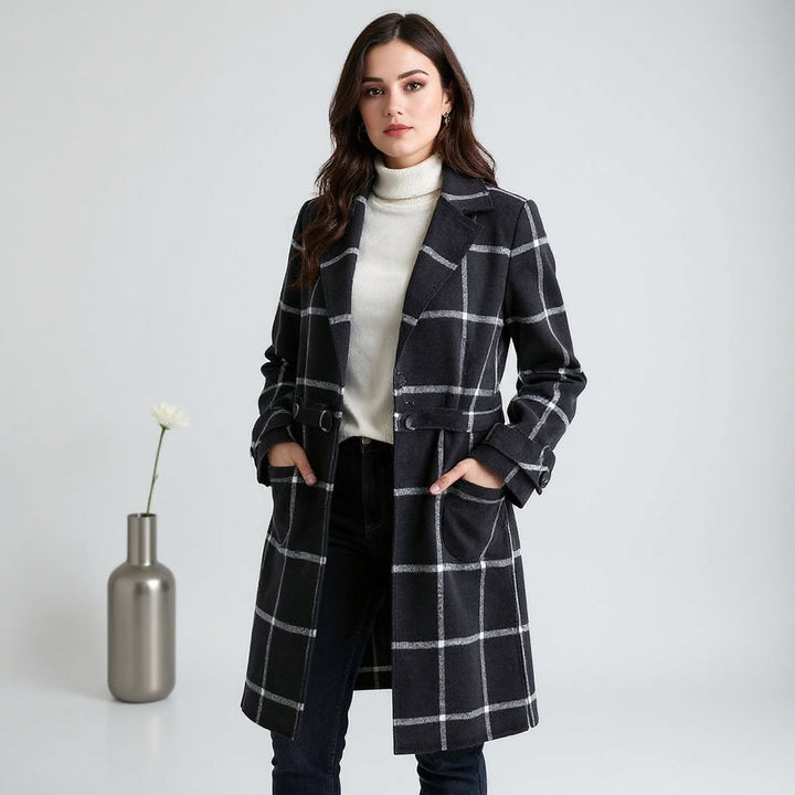 Valeria - Elegant Wool Check Coat