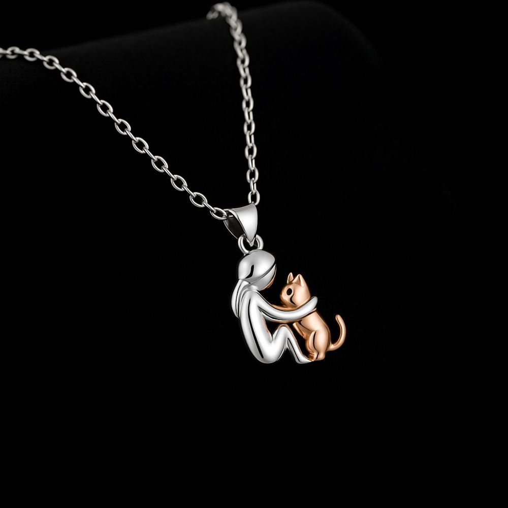 Cat Hug Pendant Necklace with Complimentary Earrings – Limited Offer