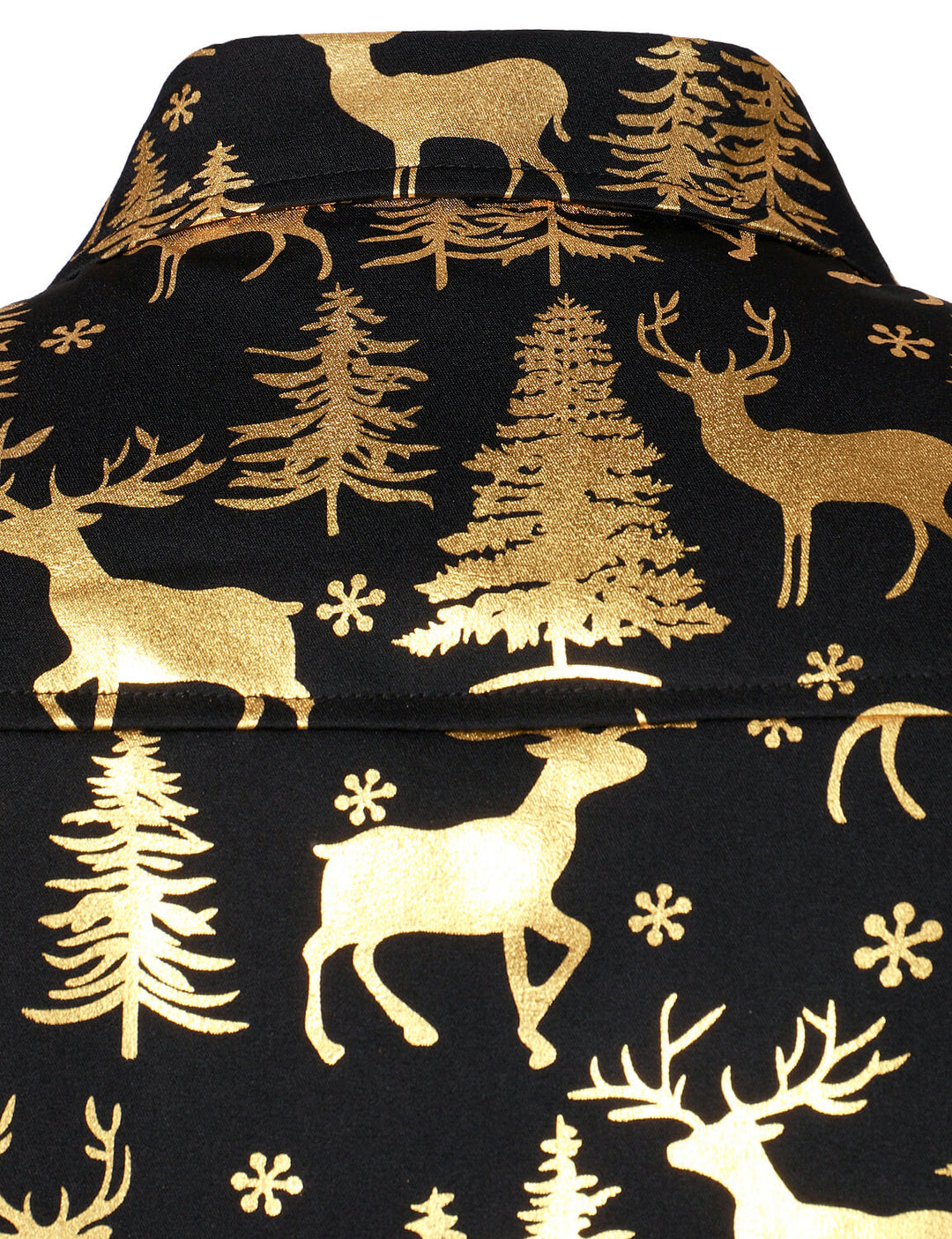 Men's Gold Christmas Reindeer Festive Print Long Sleeve Shirt