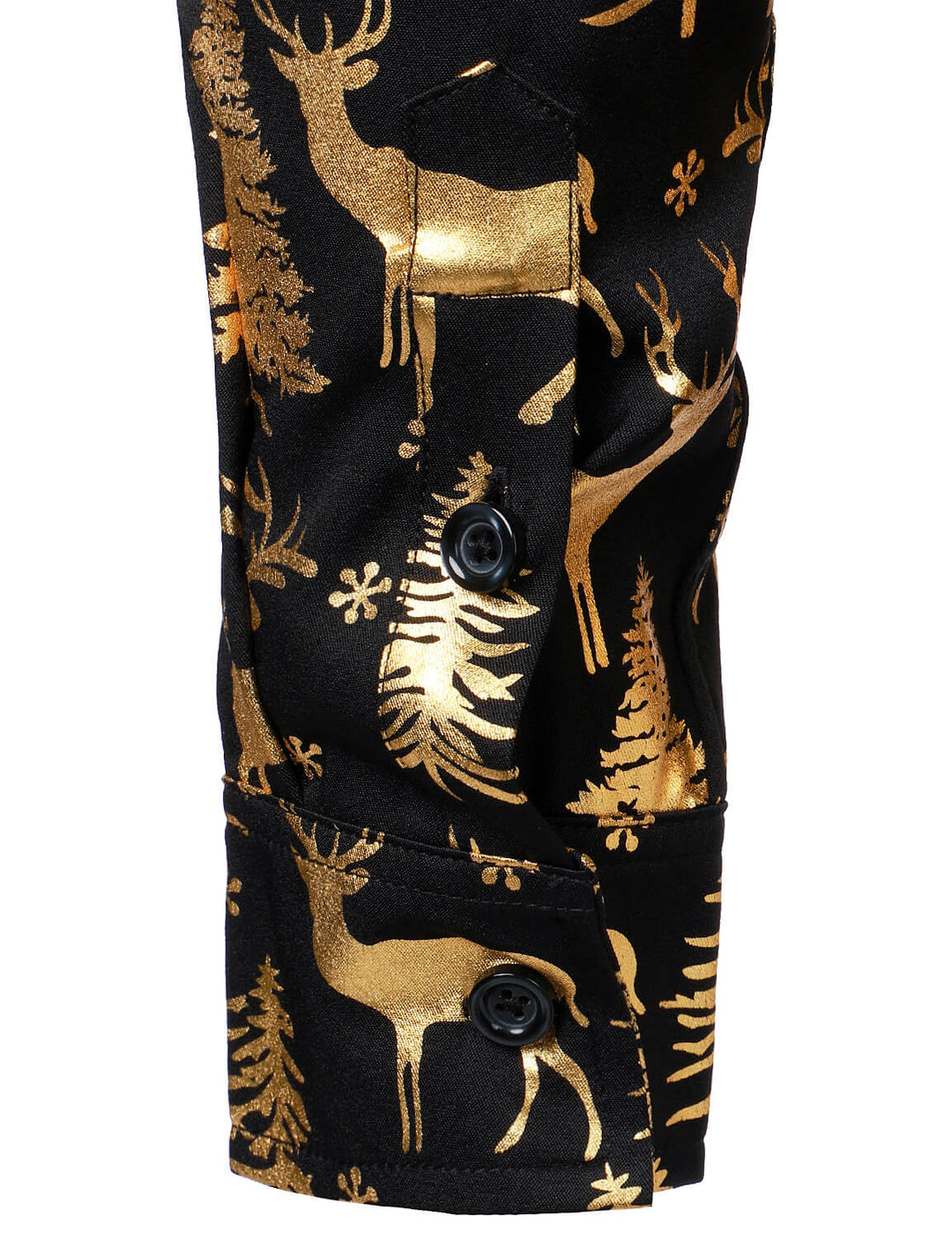 Men's Gold Christmas Reindeer Festive Print Long Sleeve Shirt