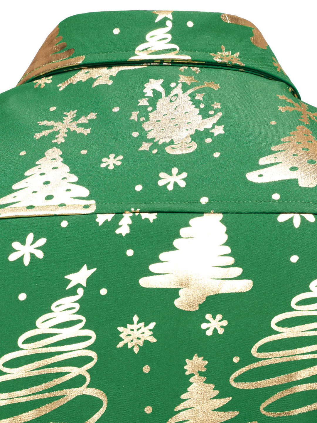 Men's Gold Christmas Print Regular Fit Green Long-Sleeve Shirt