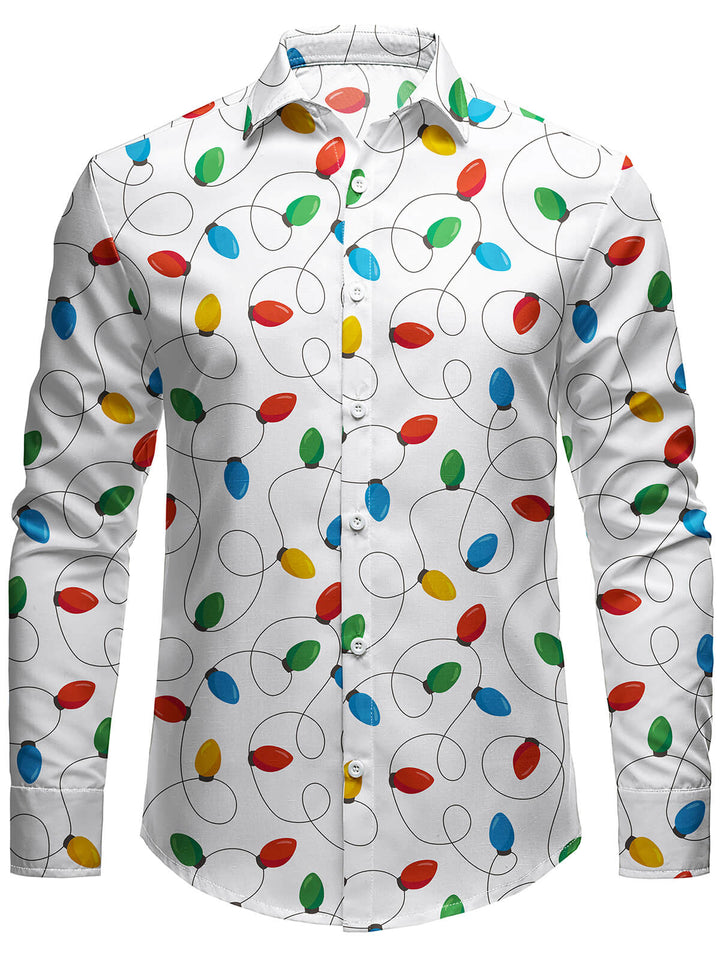 Men's Long Sleeve Xmas Fairy Lights Shirt
