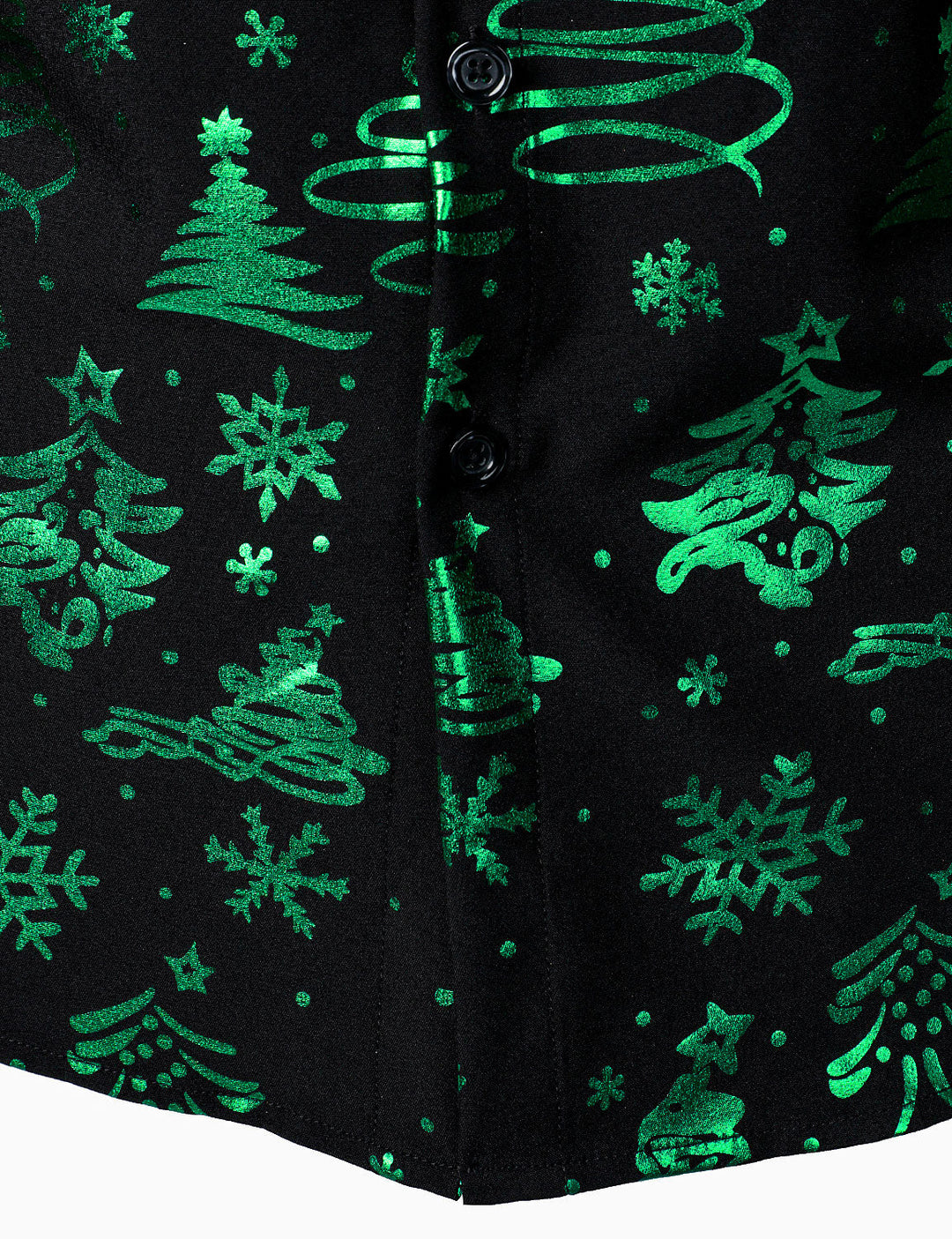 Men's Christmas Print Regular Fit Green Long Sleeve Shirt