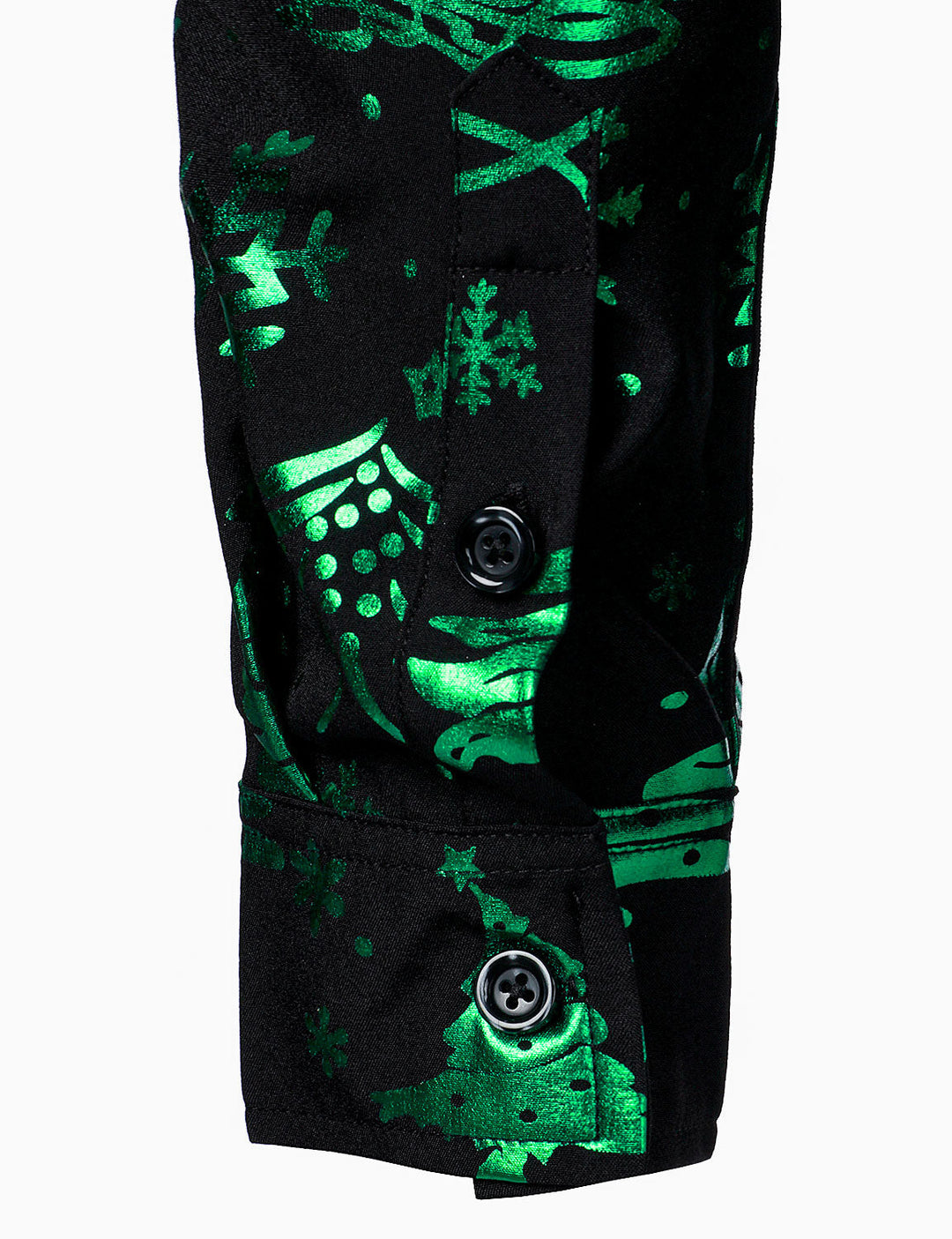 Men's Christmas Print Regular Fit Green Long Sleeve Shirt