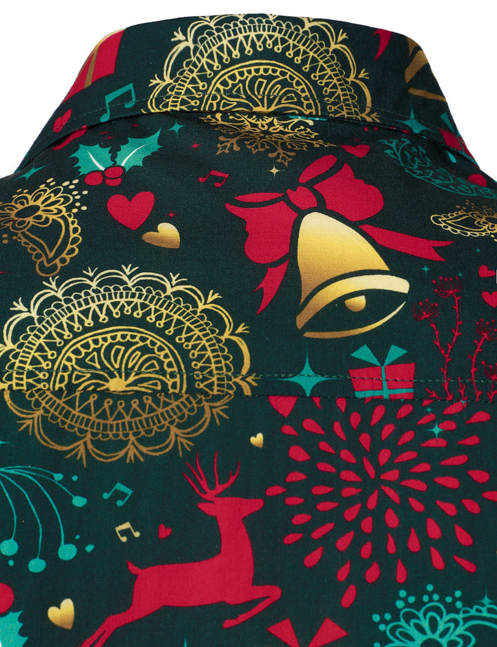 Men's Christmas Reindeer Holiday Cotton Long-Sleeve Shirt