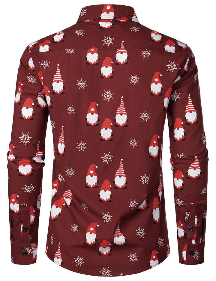 Men's Christmas Red Sweet Elf Cotton Long Sleeve Shirt