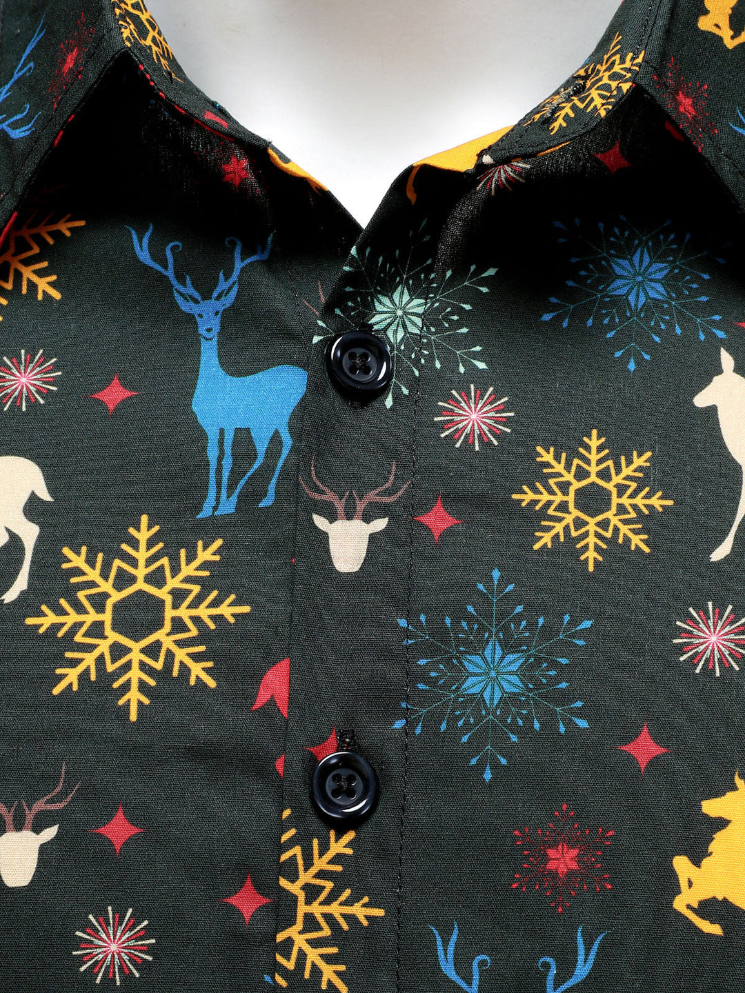 Men's Christmas Theme Festive Reindeer Holiday Long Sleeve Shirt