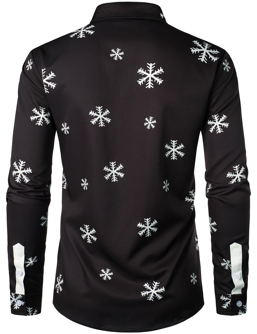 Men's Santa Button-Up Black Fun Long Sleeve Shirt