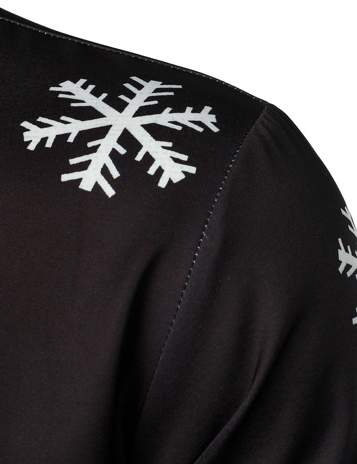 Men's Santa Button-Up Black Fun Long Sleeve Shirt