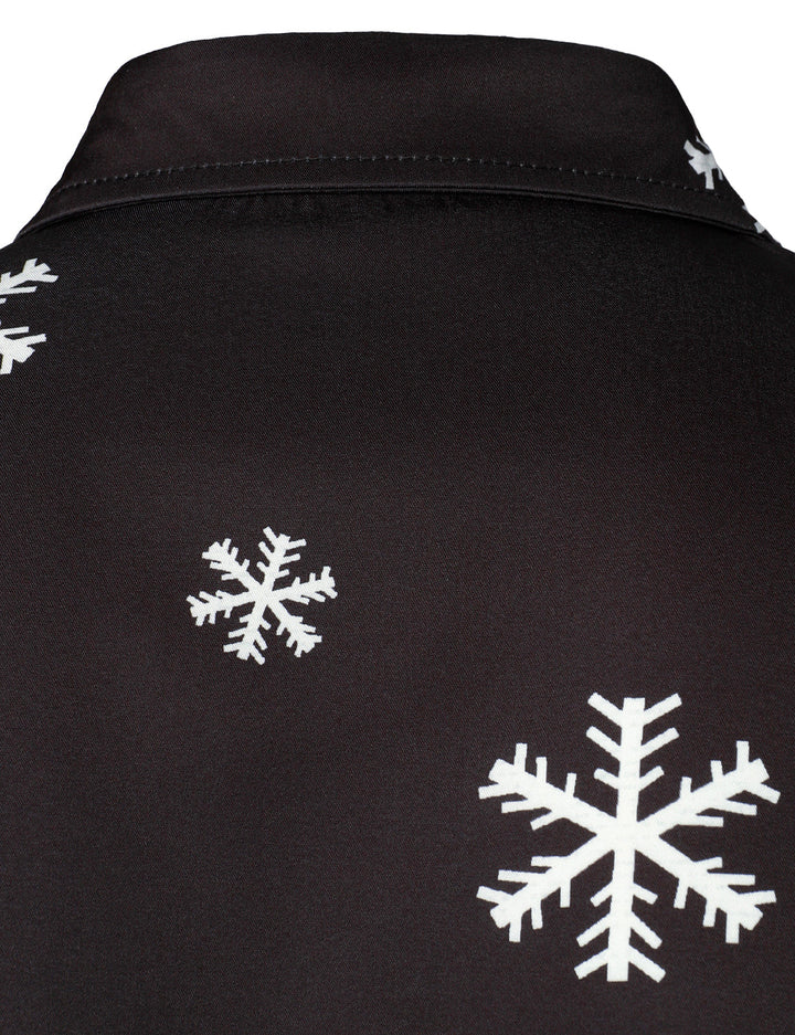 Men's Santa Button-Up Black Fun Long Sleeve Shirt