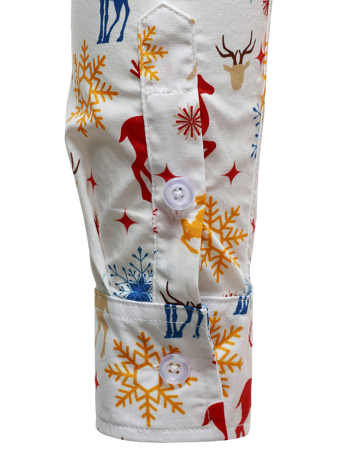 Men's Christmas Theme Festive Reindeer Snowflake White Long Sleeve Shirt