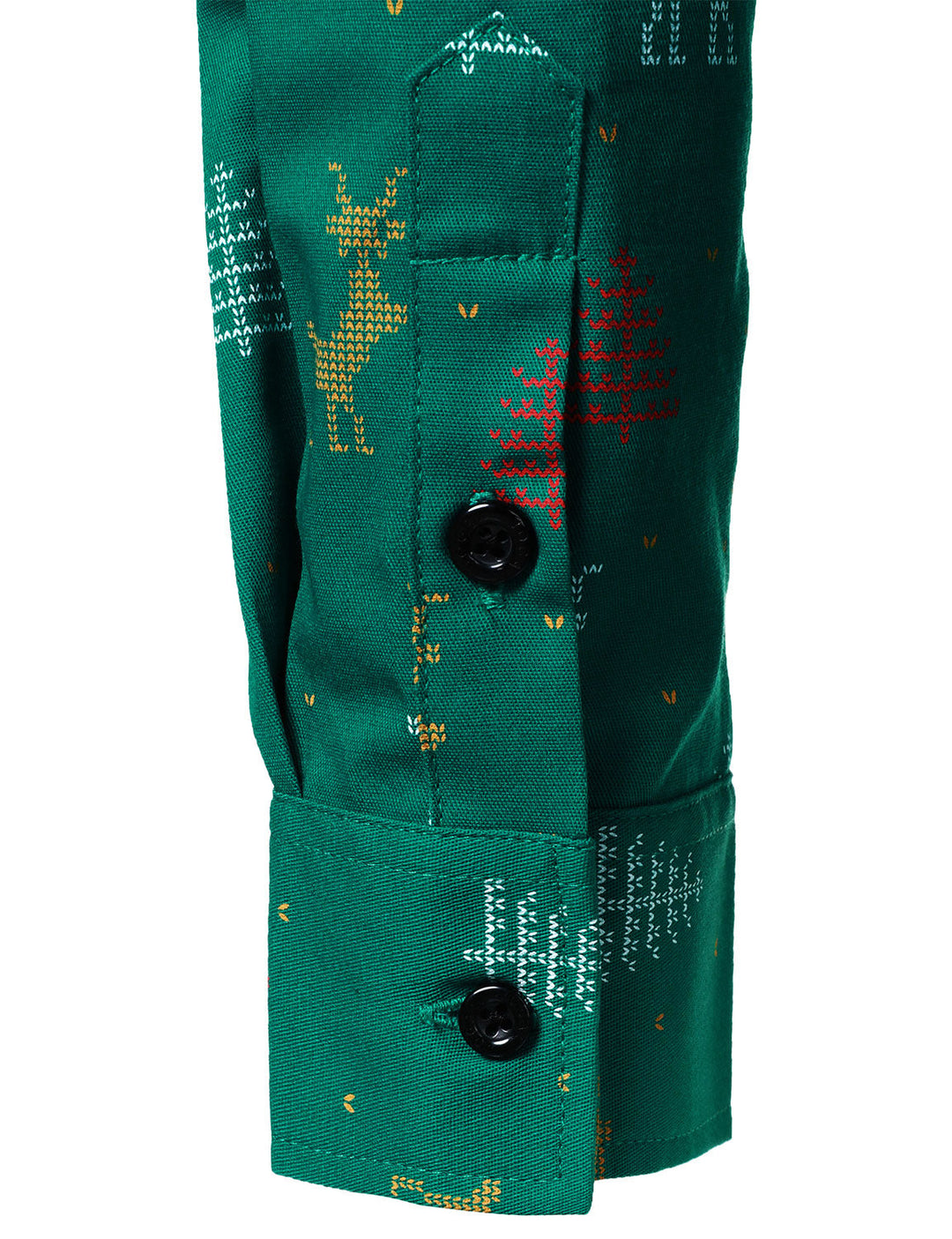 Men's Christmas Tree Moose Print Breathable Green Long Sleeve Shirt