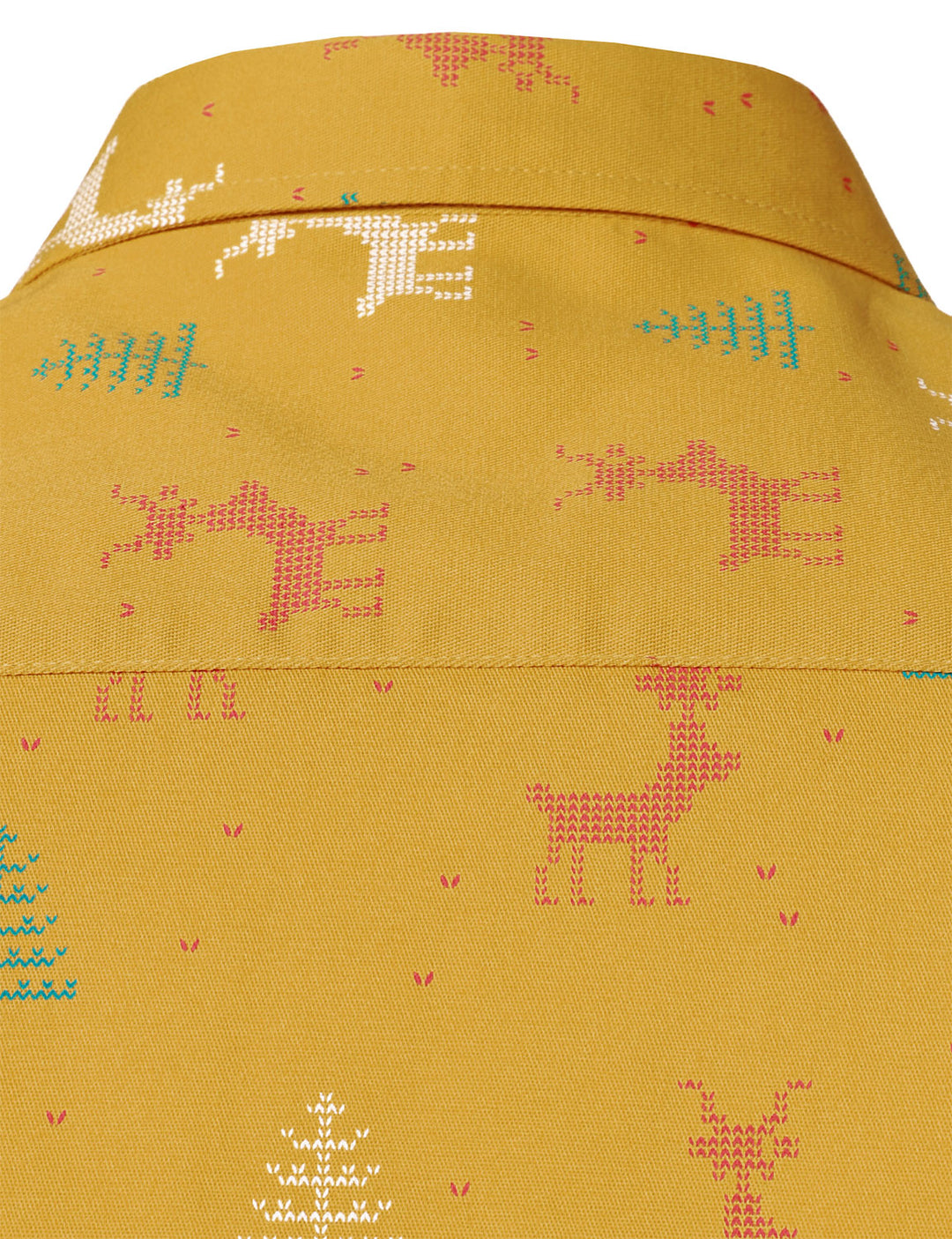 Men's Christmas Tree Moose Print Breathable Yellow Long Sleeve Shirt