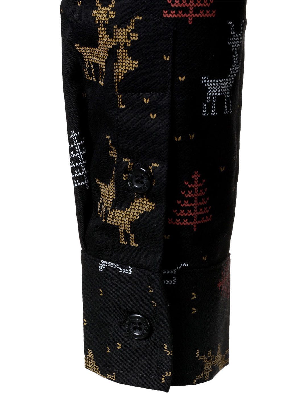 Men's Christmas Tree Moose Print Breathable Black Long Sleeve Shirt