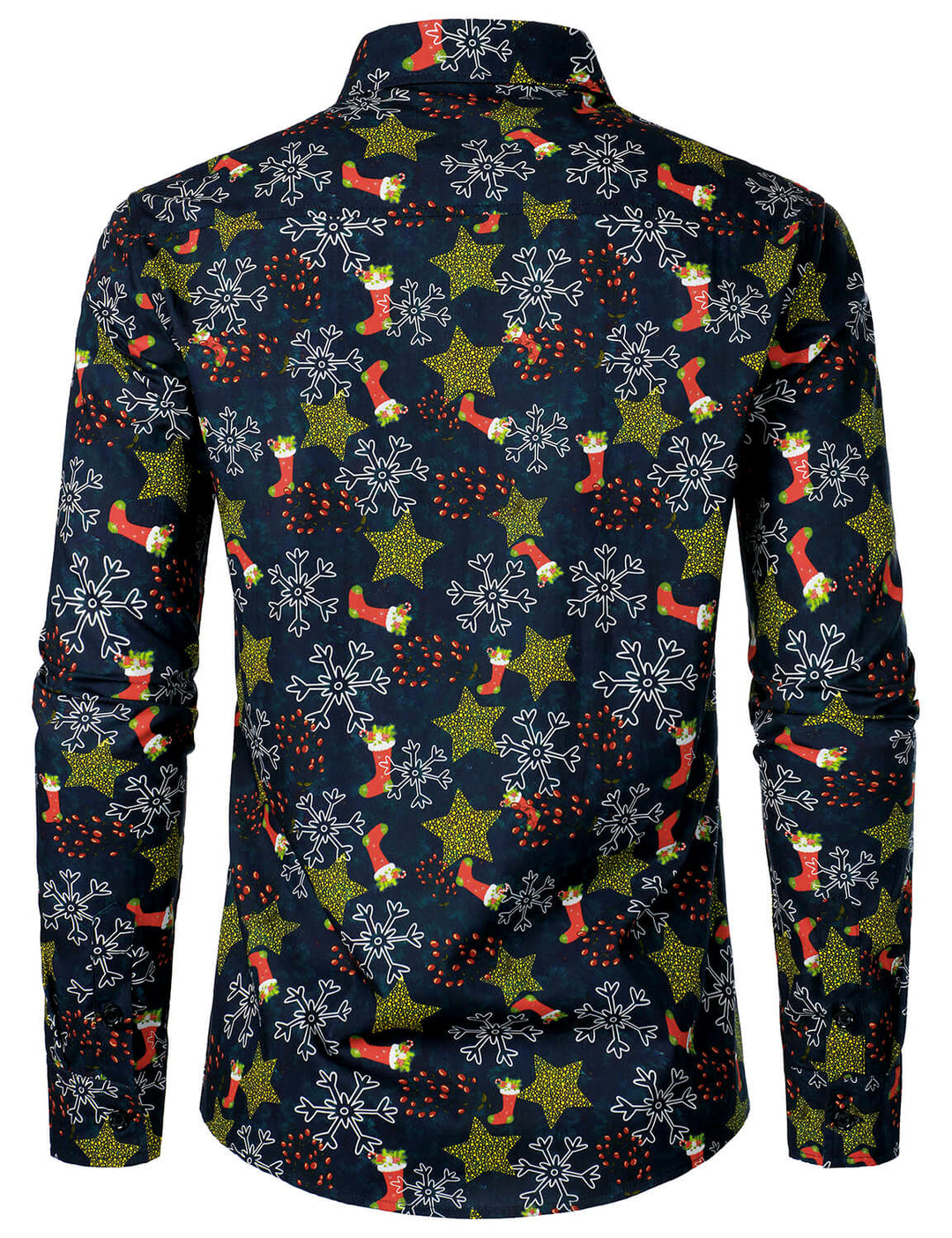 Men's Christmas Print Holiday Cotton Long Sleeve Shirt