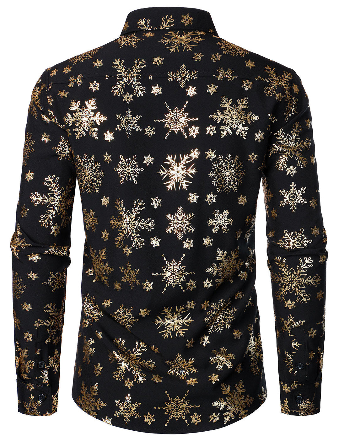 Herres Gold Christmas Snowflake Print Long Sleeve Shirt