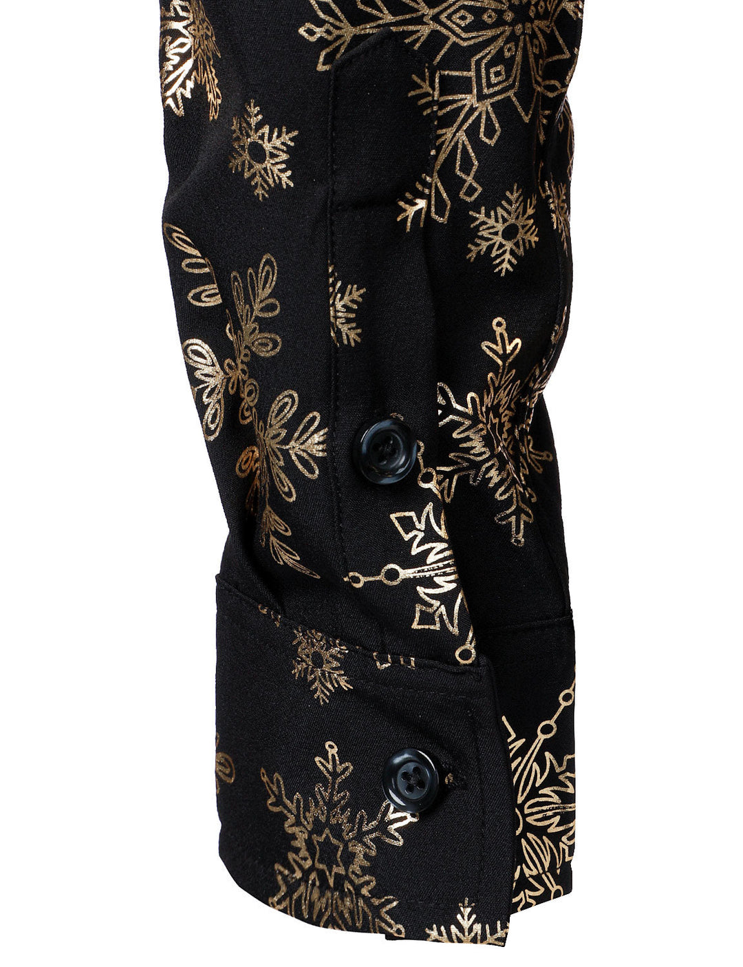 Herres Gold Christmas Snowflake Print Long Sleeve Shirt