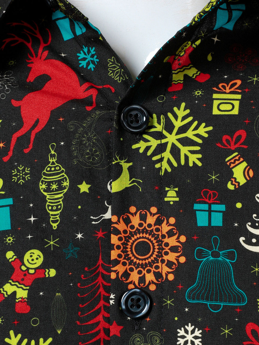 Men's Funny Christmas Reindeer Snowflake Long Sleeve Shirt