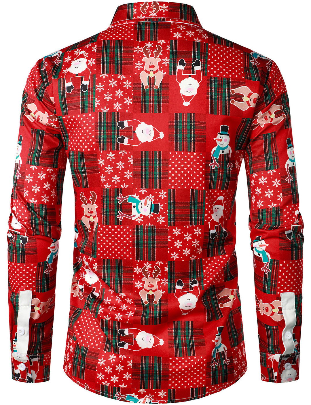 Men's Vintage Red Tartan Fun Holiday Grim Christmas Long Sleeve Shirt