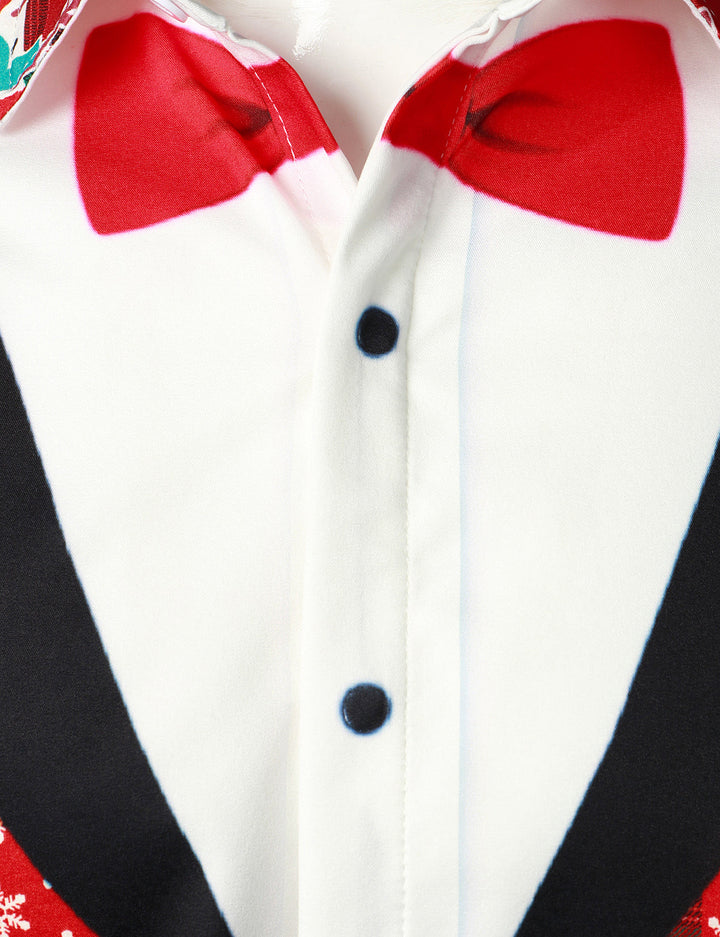 Men's Vintage Red Tartan Fun Holiday Grim Christmas Long Sleeve Shirt