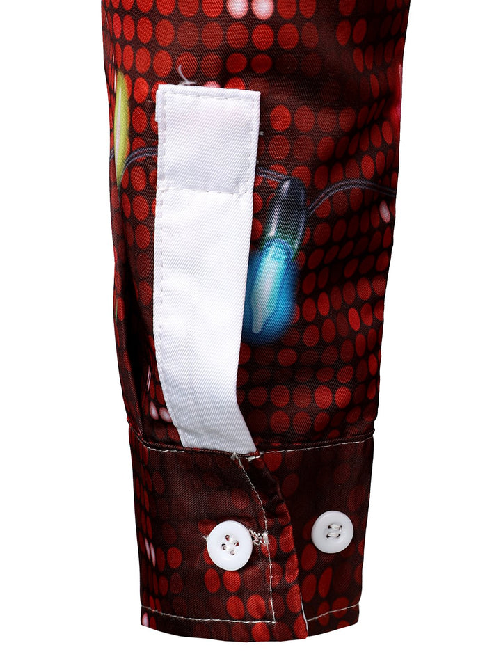Men's Christmas Fun Outfit Theme Top Holiday Button-Down Long Sleeve Shirt