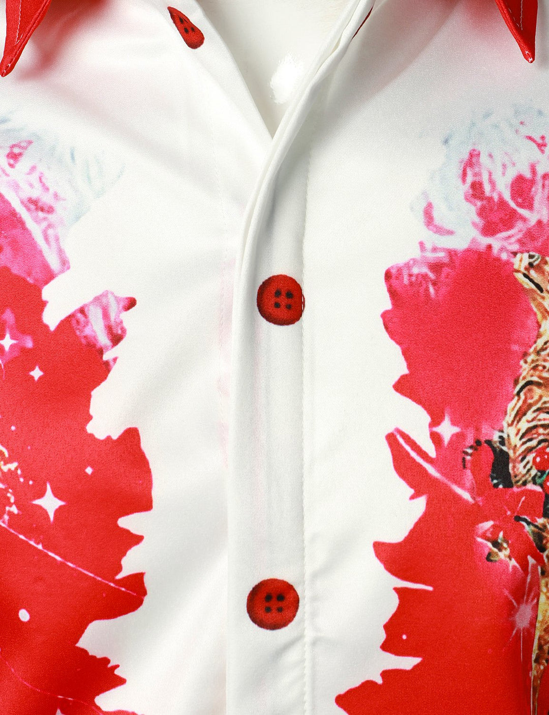 Men's Christmas-Inspired Top Red Fun Outfit Holiday Button-Down Long Sleeve Shirt