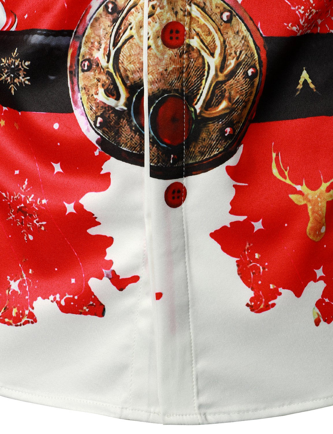 Men's Christmas-Inspired Top Red Fun Outfit Holiday Button-Down Long Sleeve Shirt