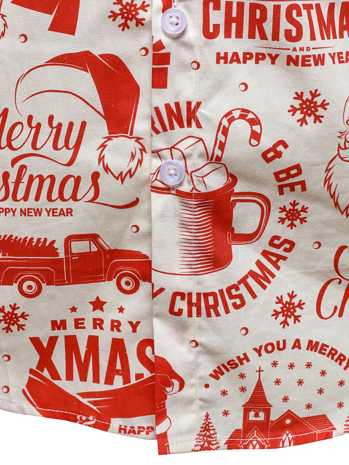 Men's Christmas Sweater in Beige with Fun Vintage Design and Long Sleeves