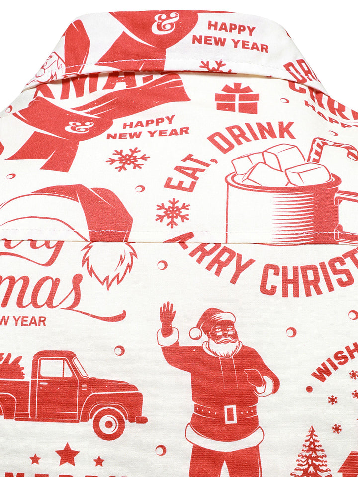 Men's Christmas Sweater in Beige with Fun Vintage Design and Long Sleeves