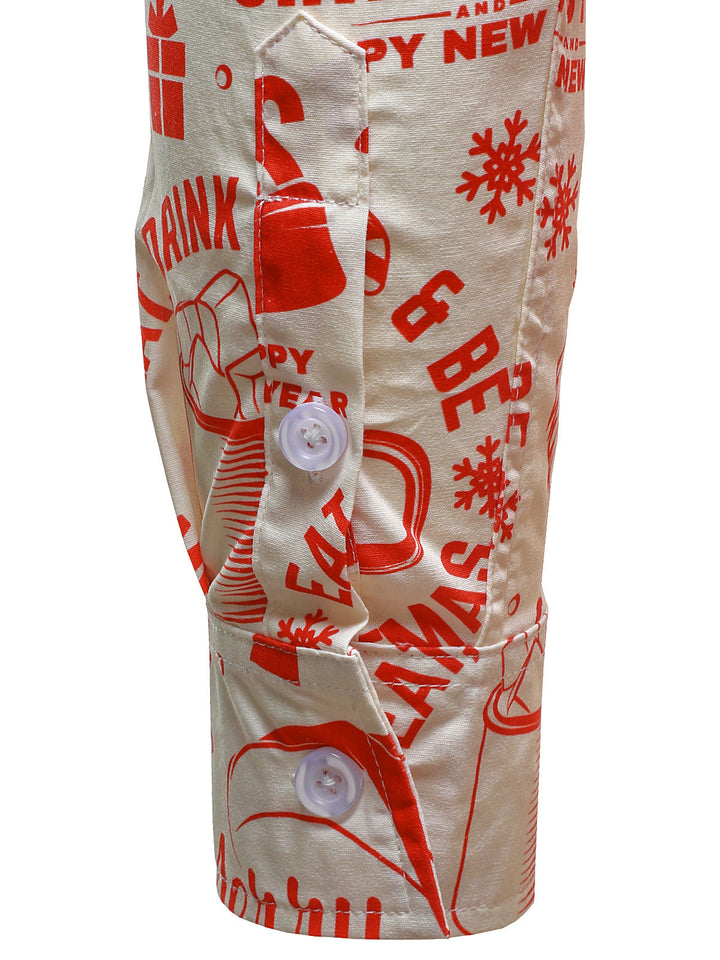 Men's Christmas Sweater in Beige with Fun Vintage Design and Long Sleeves