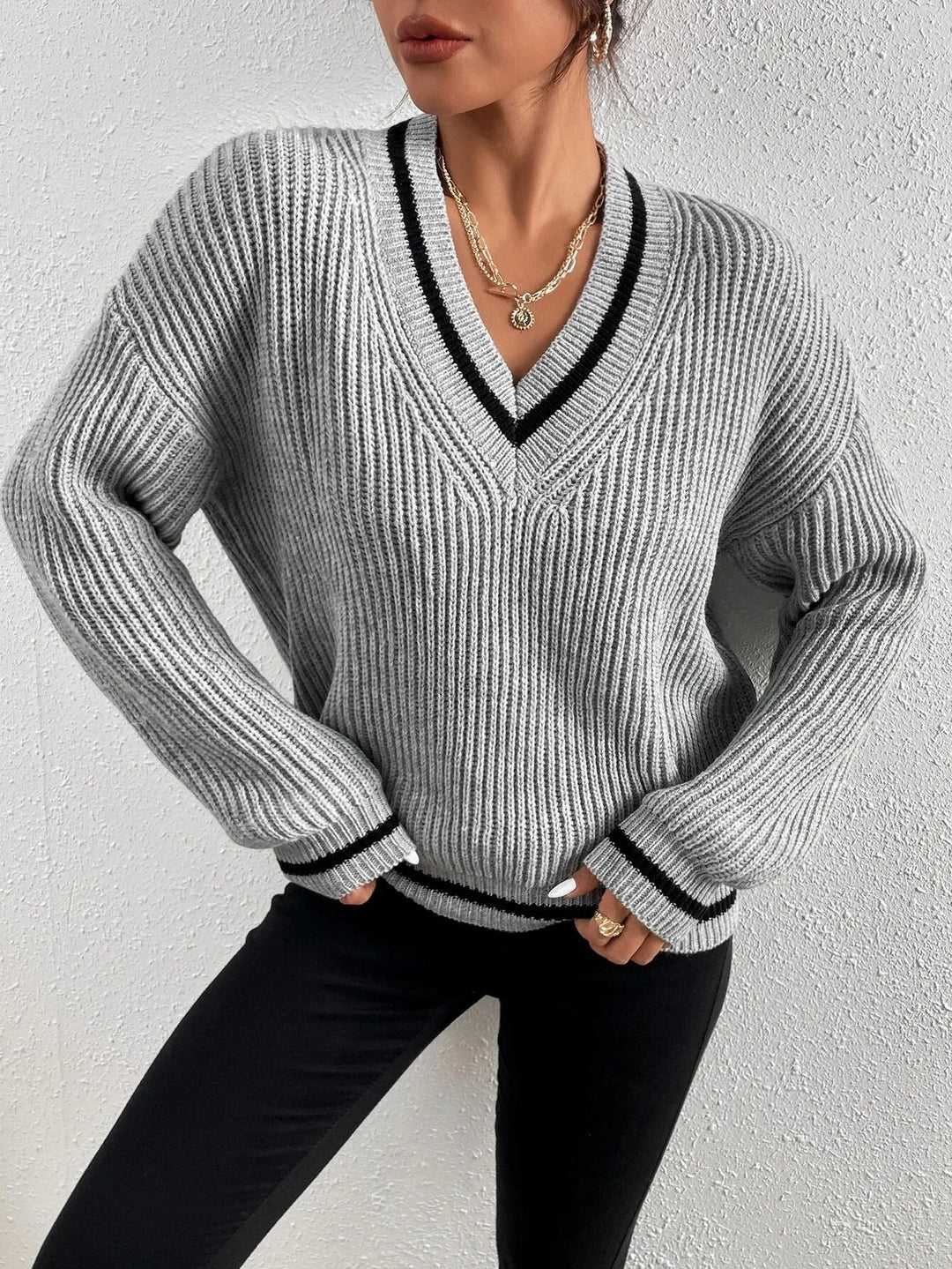 Marina | Striped Waffle Knit Sweater