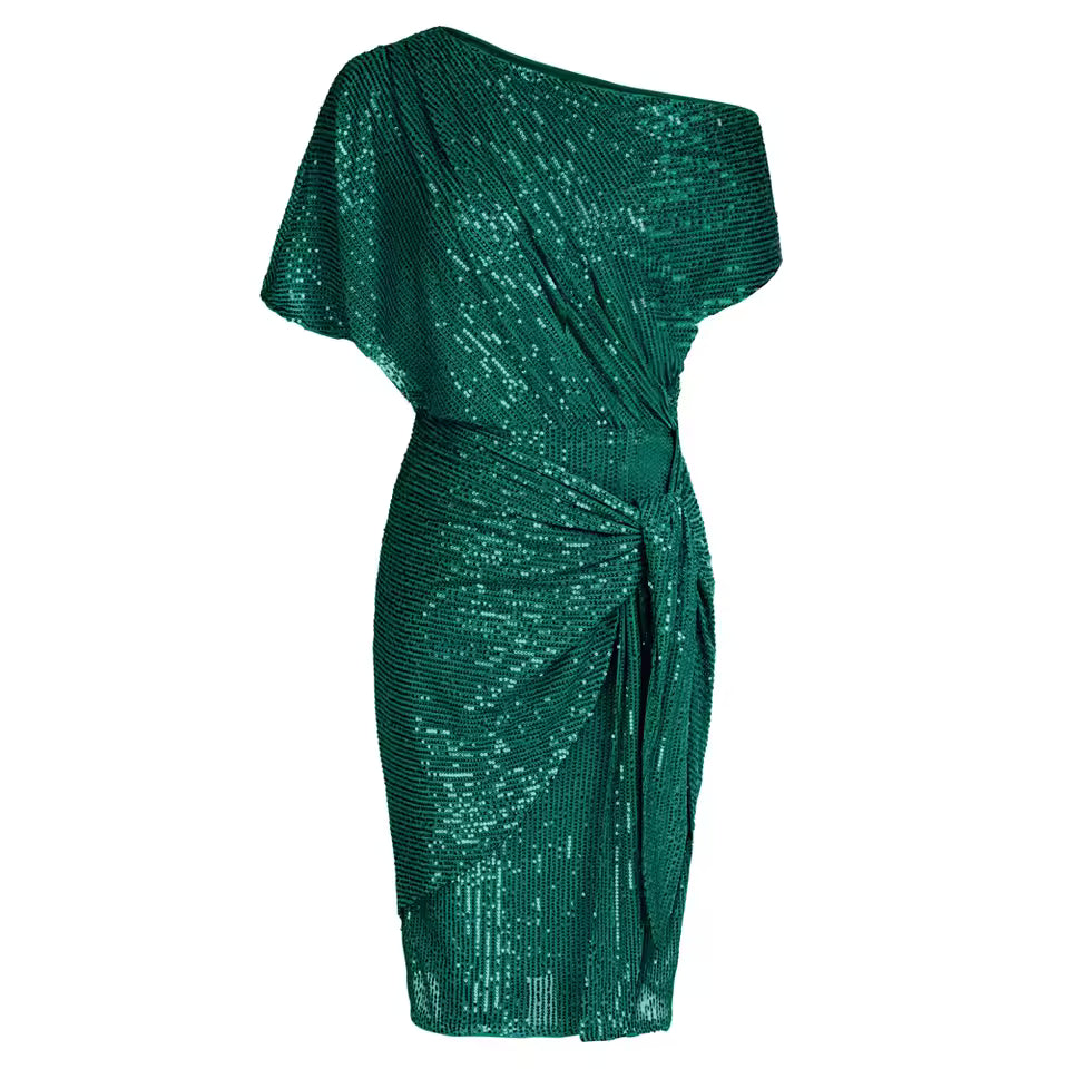 Elya™ | Elegant Sequin Dress with Belly Coverage