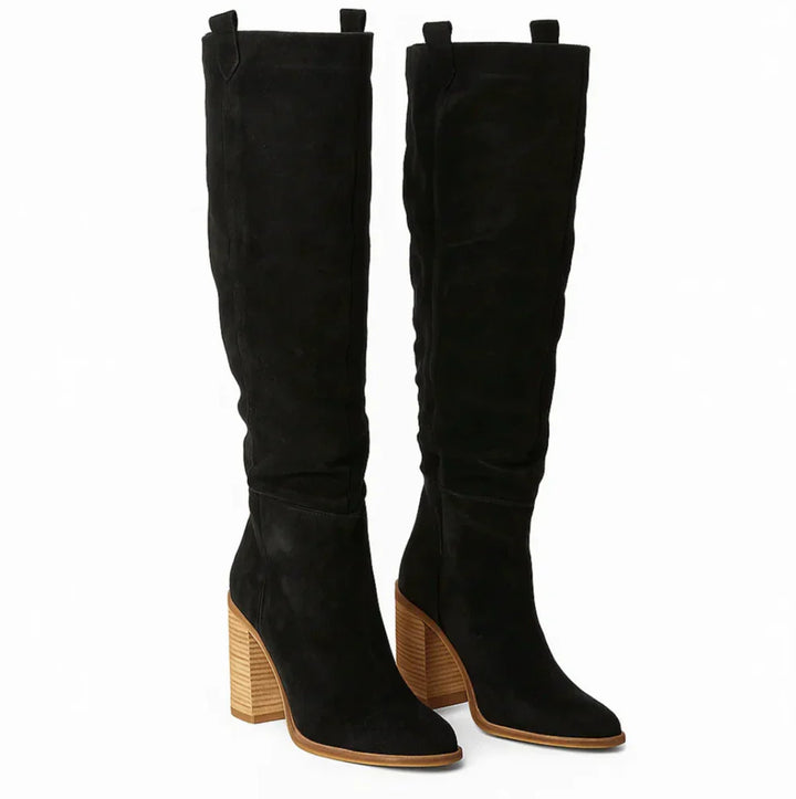 SUEVIA™ | SUEDE BLOCK HEEL BOOTS