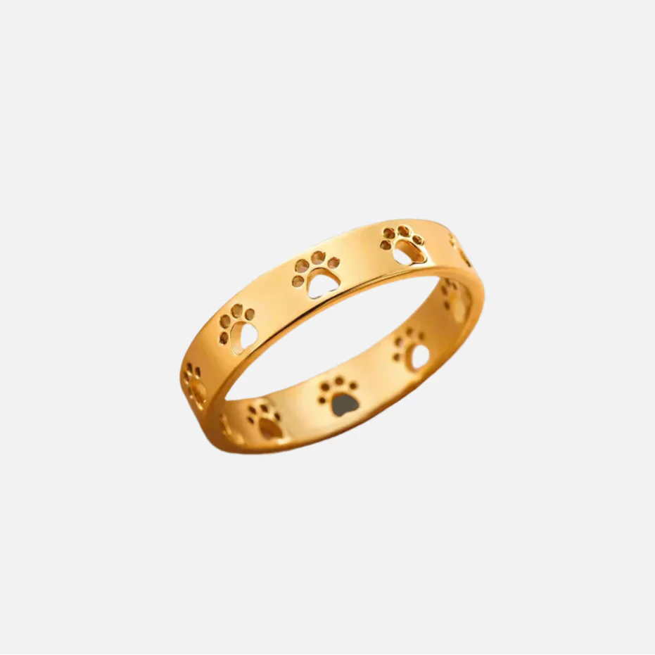 Golden Paw Print Ring – Stainless Steel